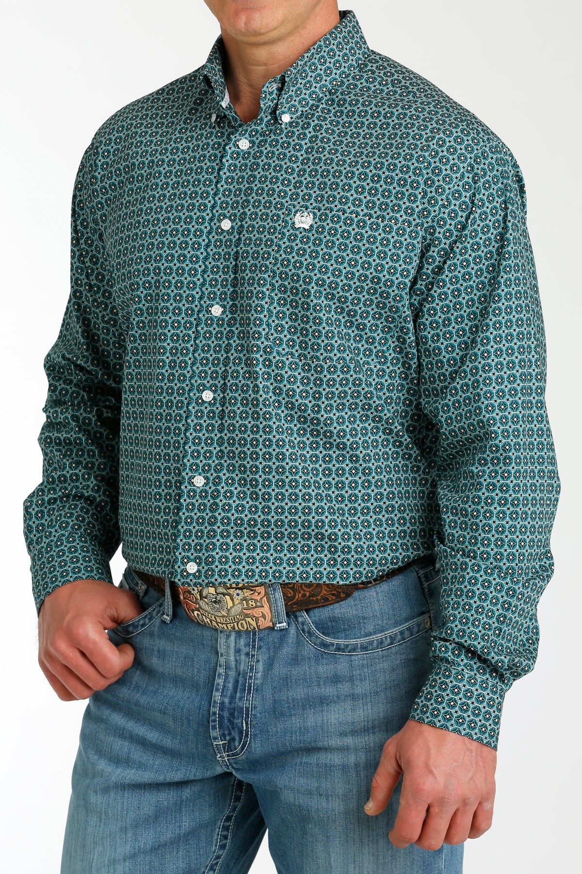 Cinch Men's Geo Print Long Sleeve Button-Down Western Shirt