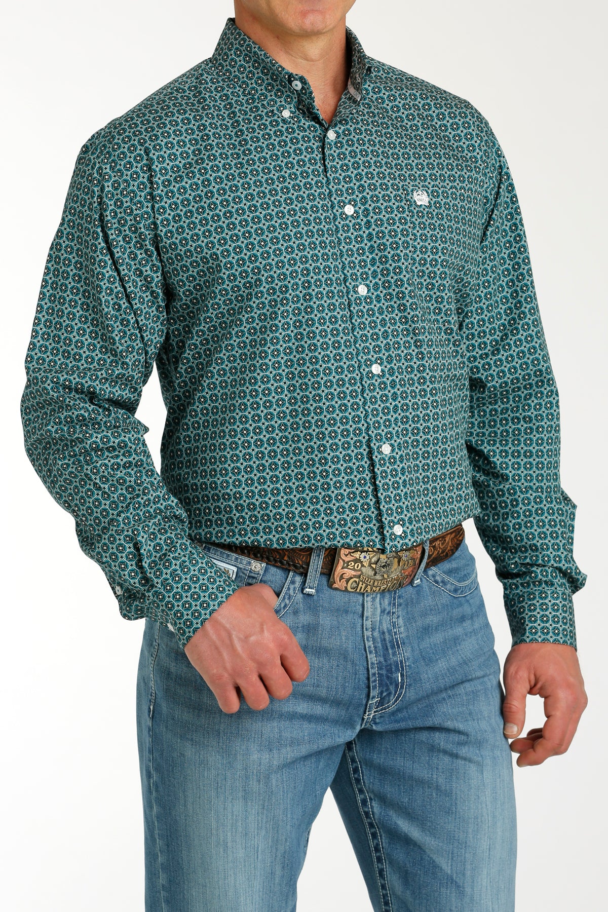 Cinch Men's Geo Print Long Sleeve Button-Down Western Shirt