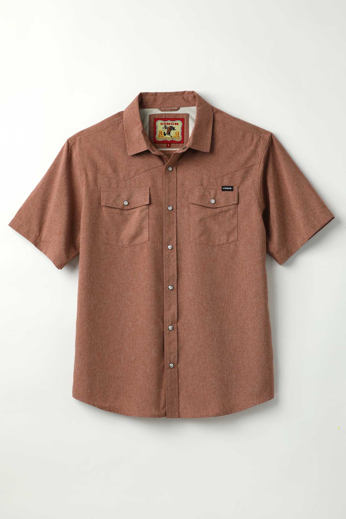 CINCH Brown Short Sleeve Camp Shirt