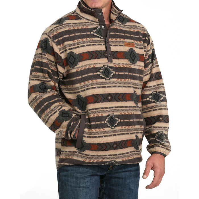 Cinch Men's Brown Polar Fleece Pullover