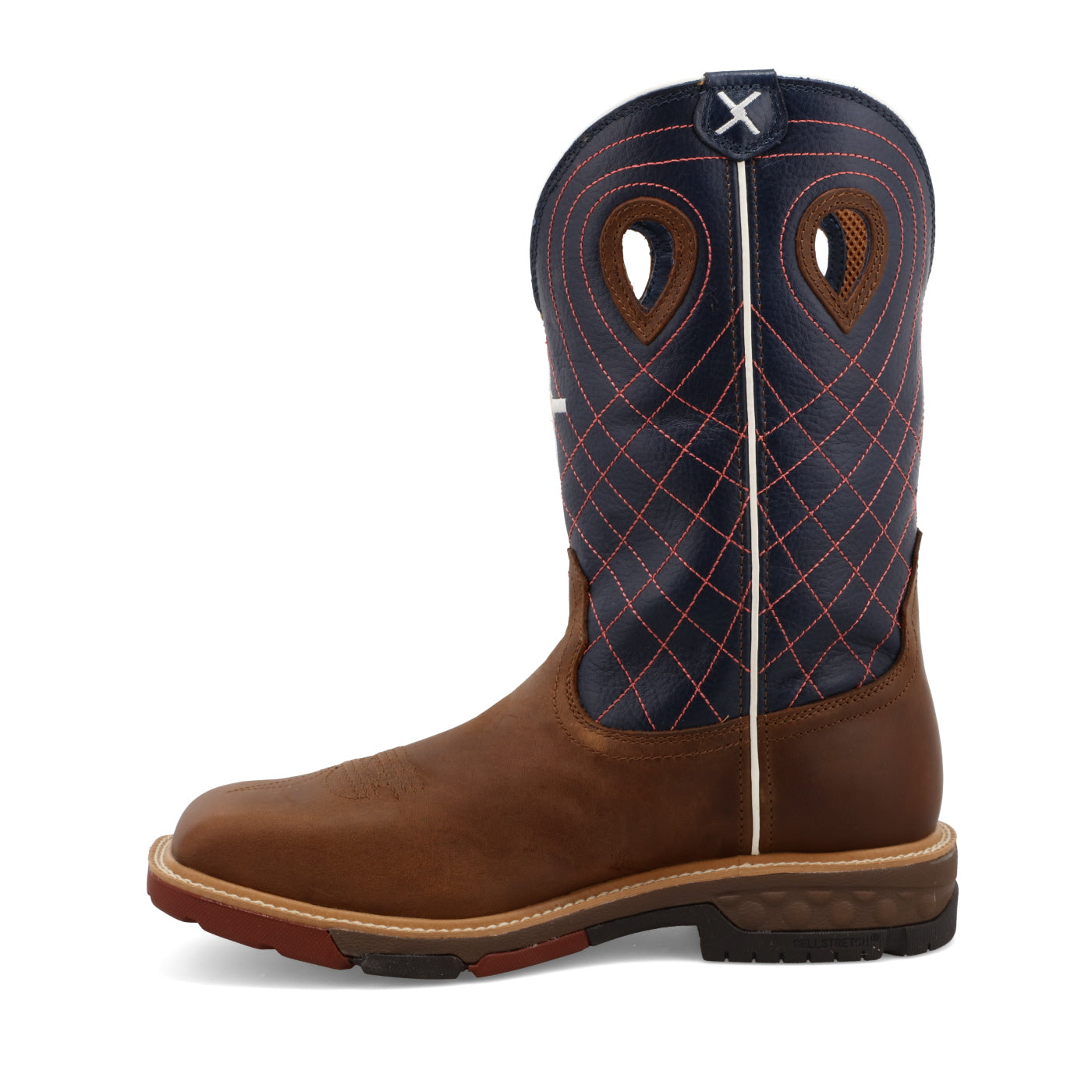 Twisted X 12" Western Work Boot- Mocha & Navy