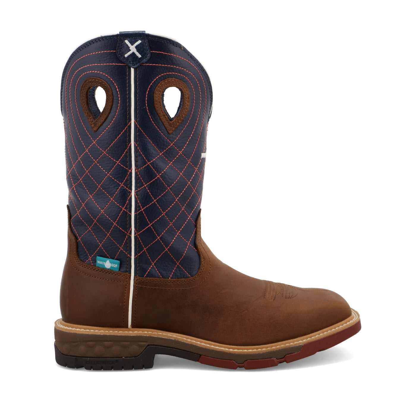 Twisted X 12" Western Work Boot- Mocha & Navy