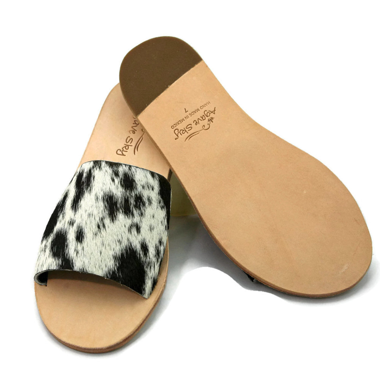 Salt & Pepper Cowhide Sandals