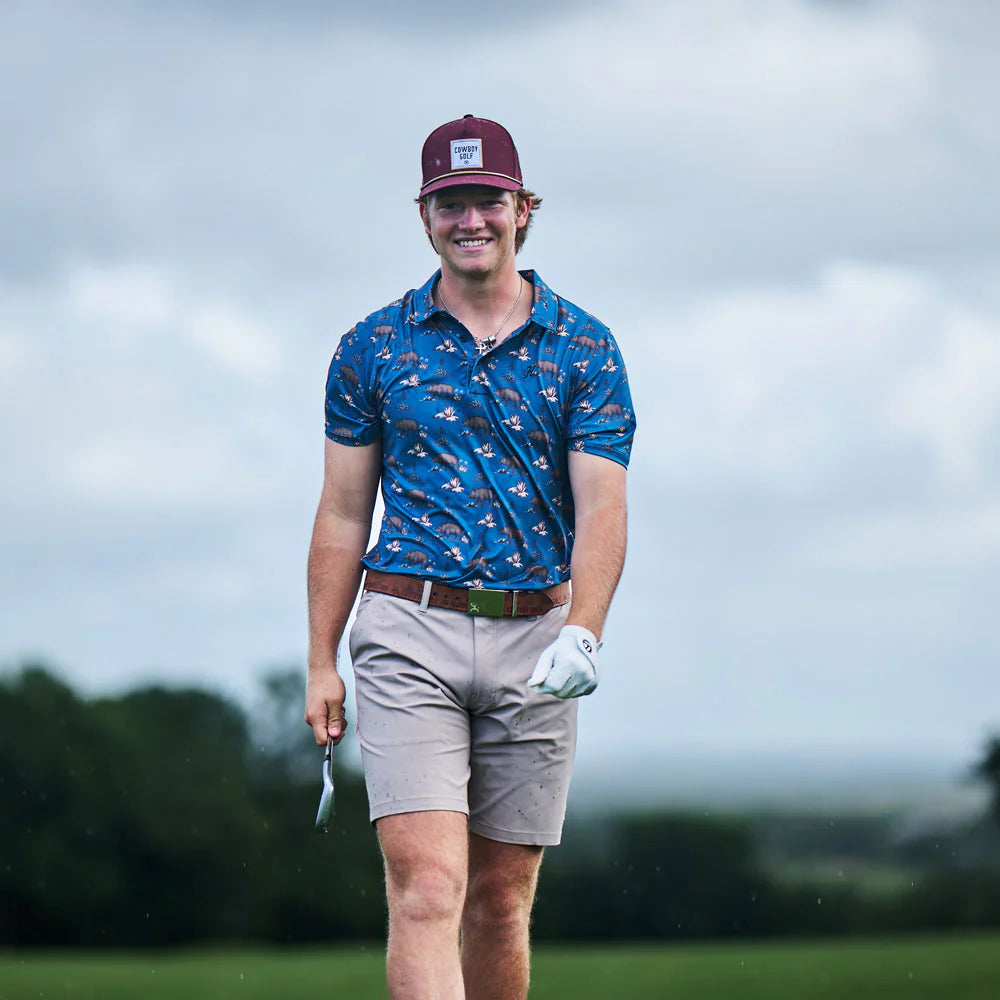 "The Weekender" Blue/Hooey Hog Pattern Polo