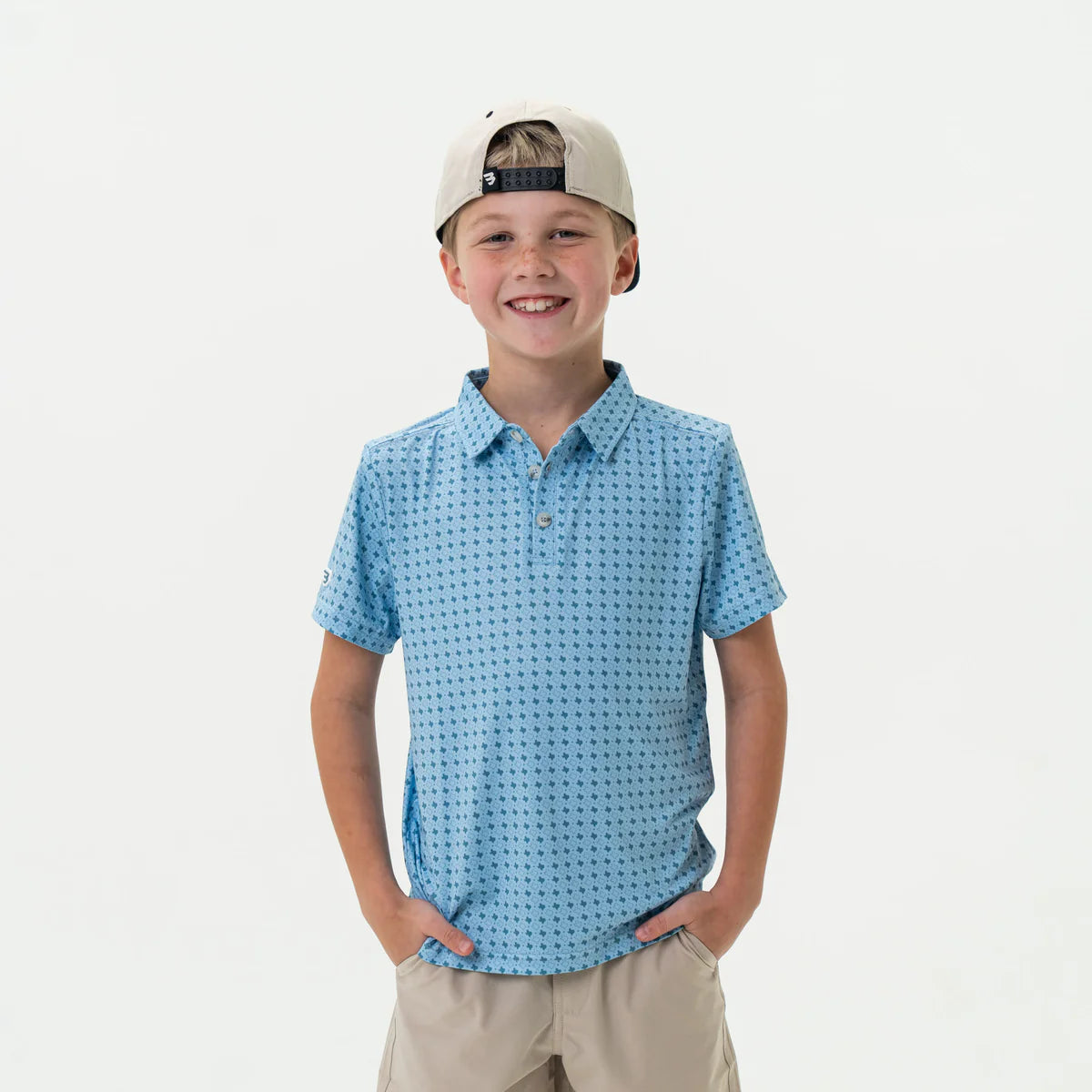 Burlebo Youth Polo - Texas Light Blue Print