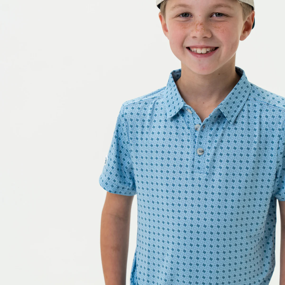 Burlebo Youth Polo - Texas Light Blue Print