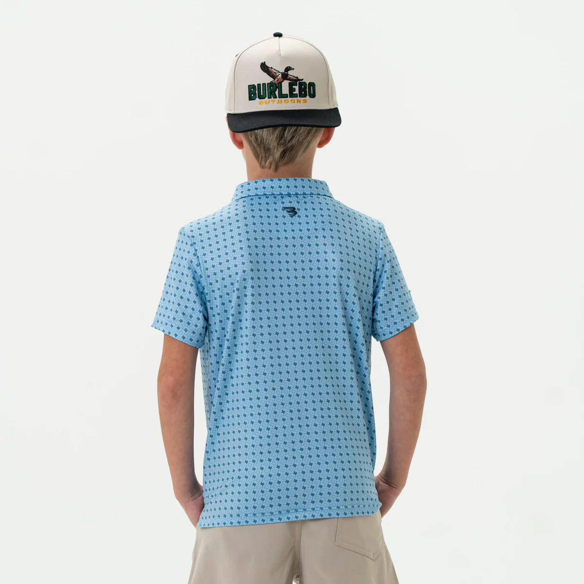 Burlebo Youth Polo - Texas Light Blue Print