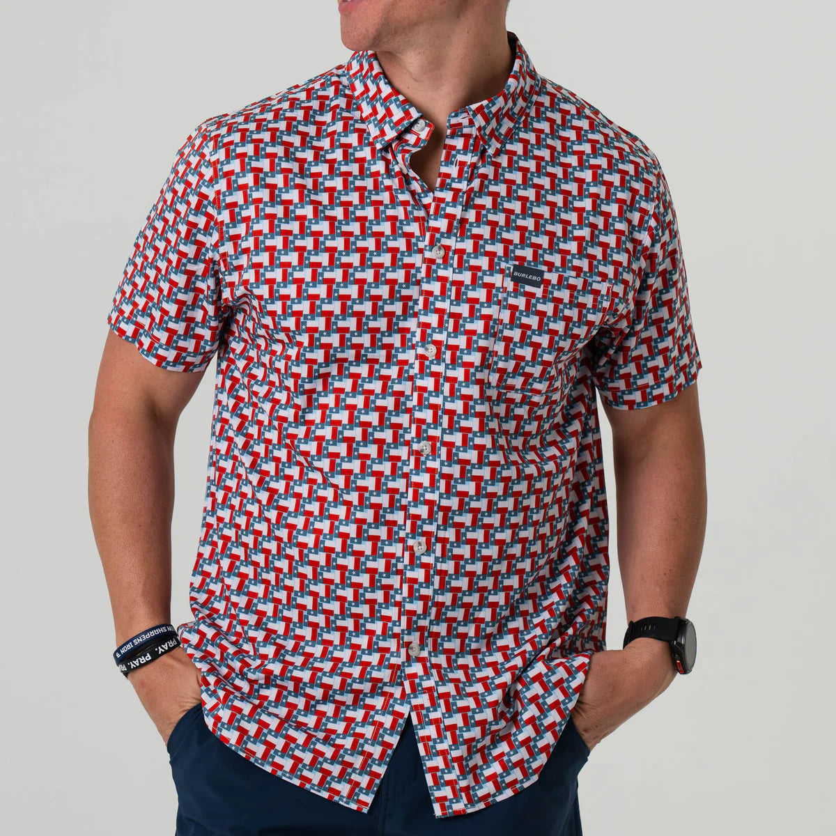 Burlebo Performance Button Up - Texas Flag