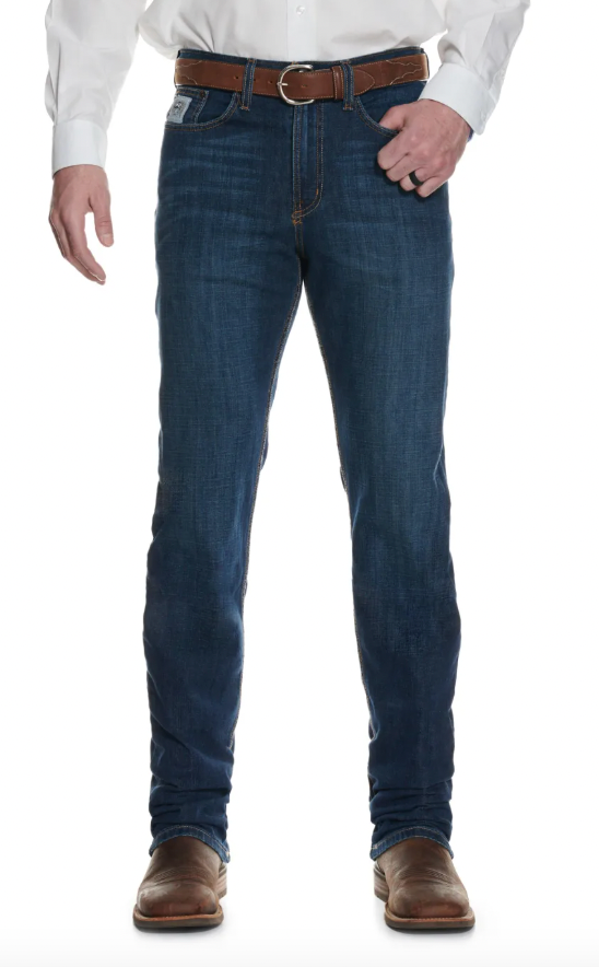 Cinch Men's Silver Label Dark Wash Slim Fit Performance Stretch Straight Leg Jeans