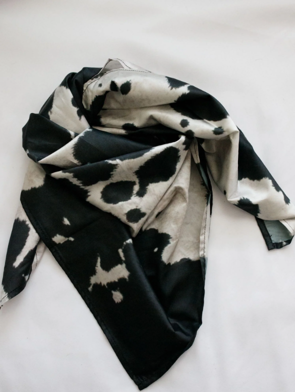 Black Cow Print Wild Rag