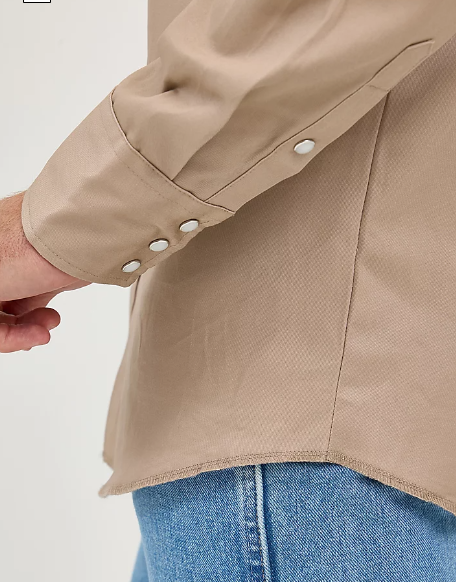 Cowboy Cut® Firm Finish Twill Western Snap Work Shirt Khaki