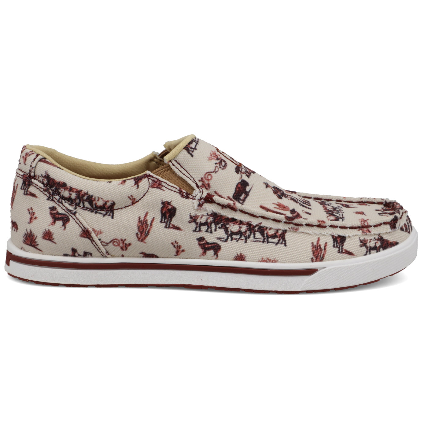 Twisted X Slip-On Kicks - Maroon & Ivory