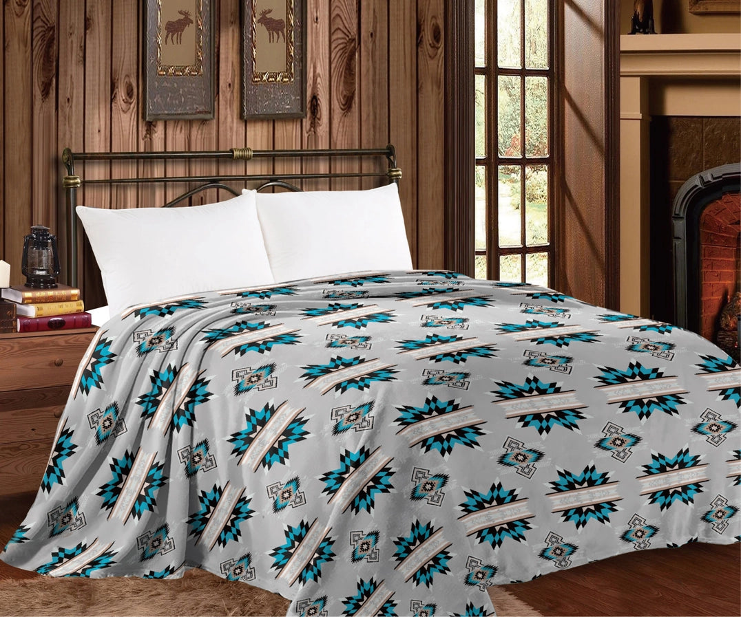Blue Aztec Helga Blanket - Twin Size