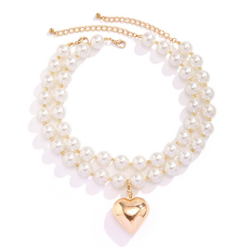 Pearl Heart Chunky Necklace