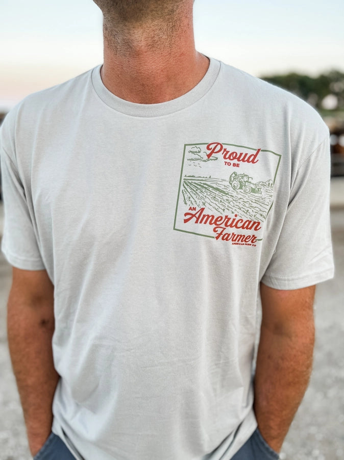 Western 'Proud American Farmer' Stone Graphic Tee