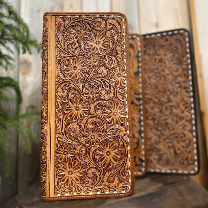 Brown Tooled Jewelry Case