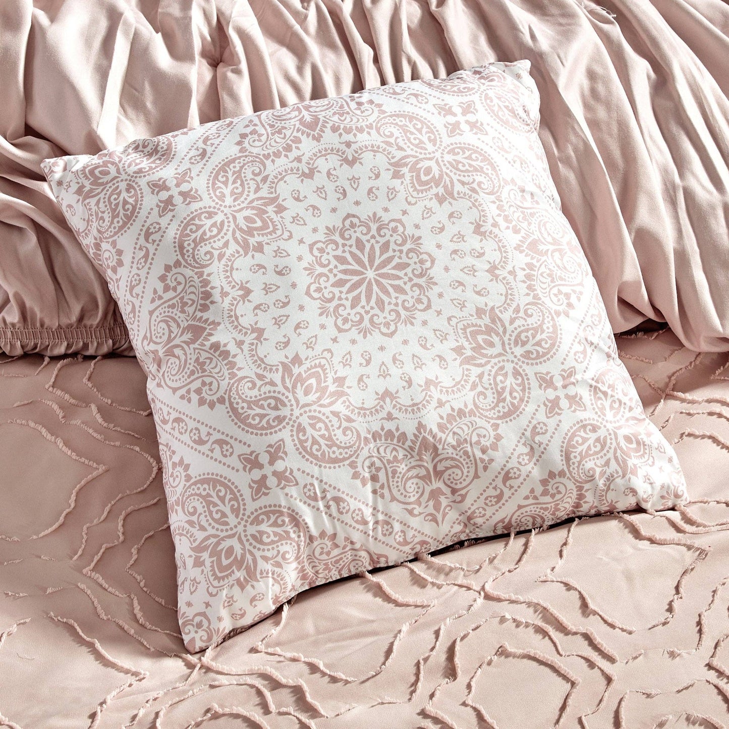 Ultra Soft Ruffle Pink Pleated Comforter - 7 Piece Set