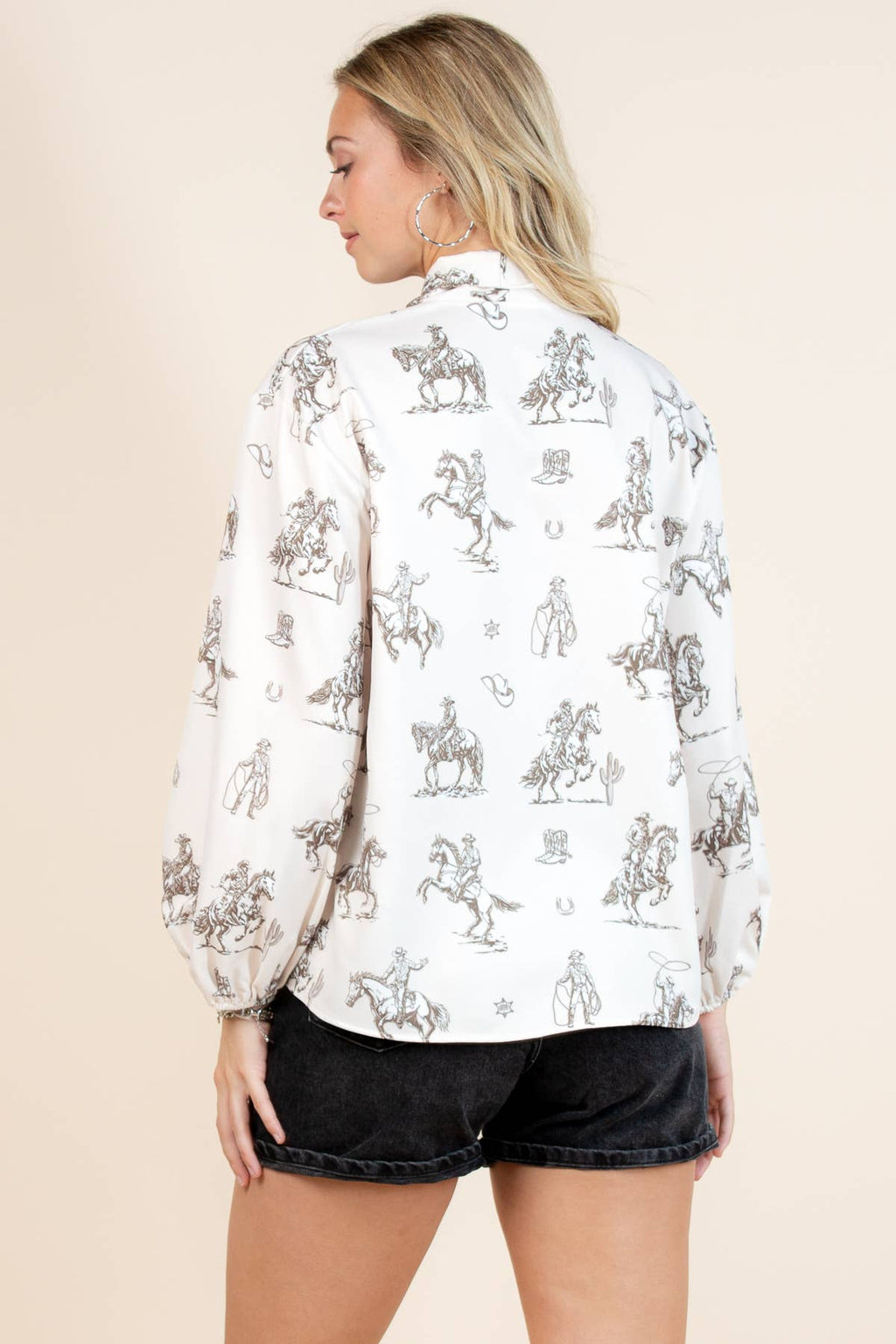 Western Sheriff Cowboy Print Blouse