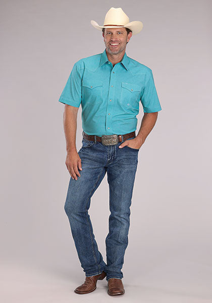 Roper Men’s Amarillo Turquoise Stretch Short Sleeve Shirt
