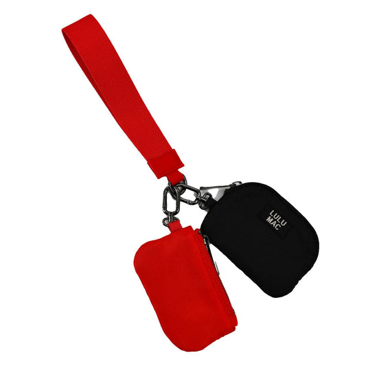LULU MAC RED & BLACK DOUBLE POUCH WRISTLET
