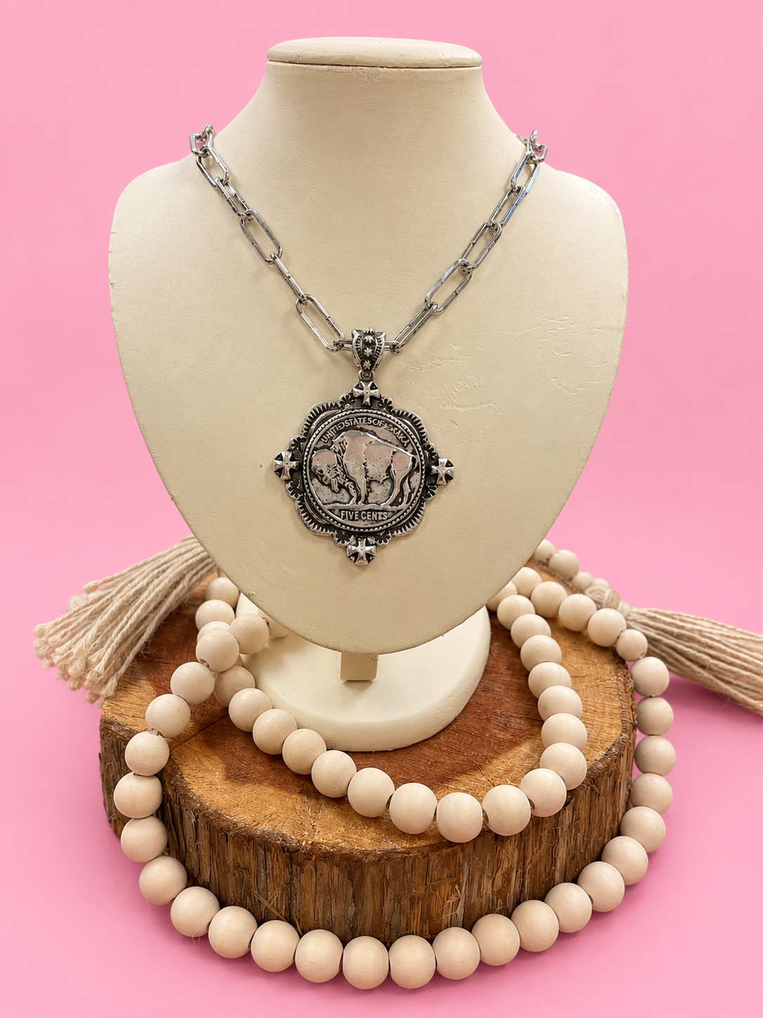 Buffalo Coin Statement Necklace Set