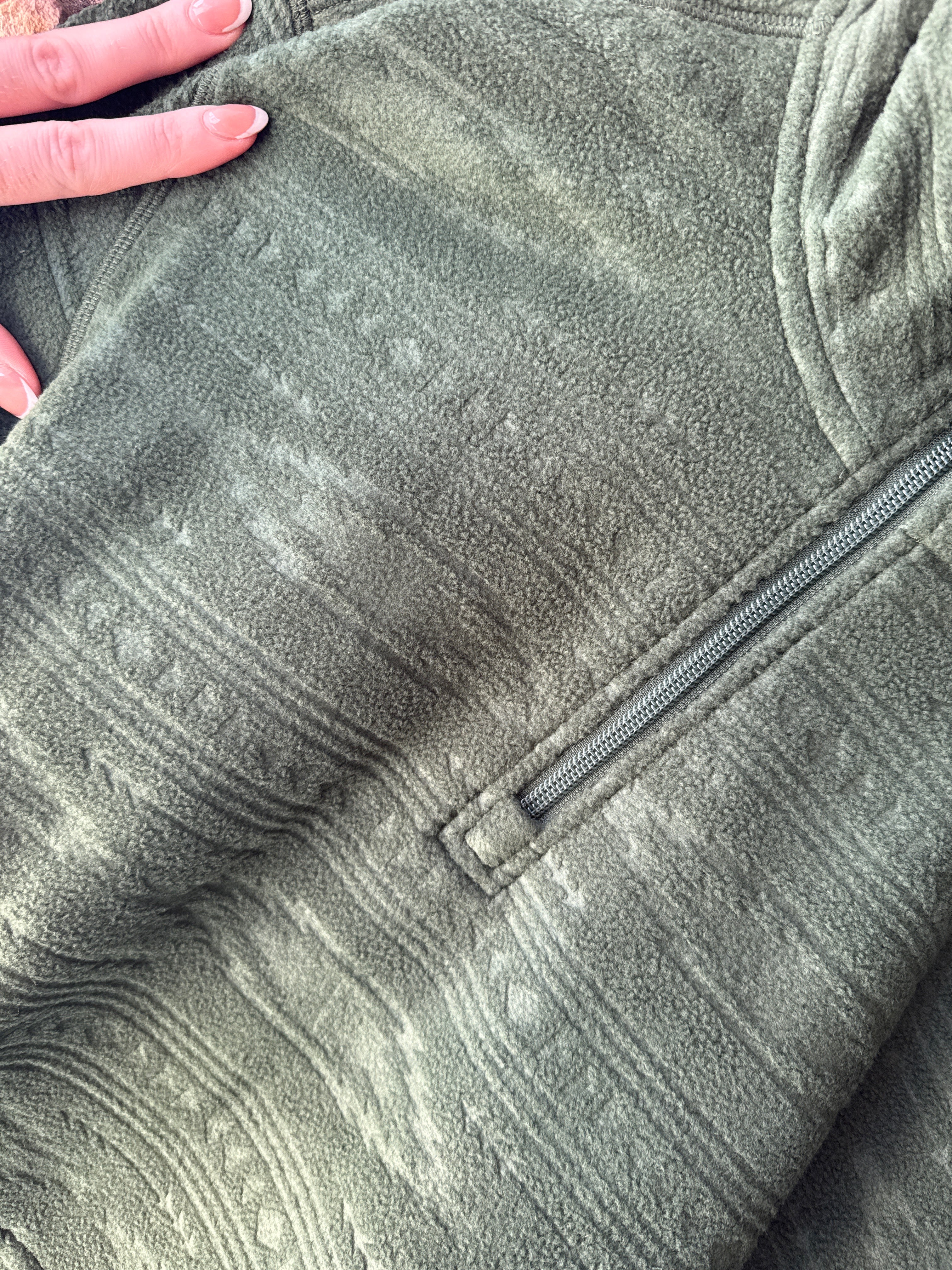 Rock N Roll Denim Green Embossed Fleece Pullover