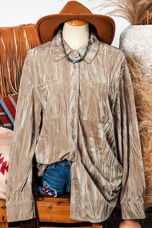 Velvet Button Down Shirt