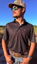 Cinch Men's Navy Diamond Print Polo