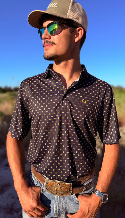 Cinch Men's Navy Diamond Print Polo