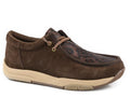 Roper Women's Lace Up Casual Aztec Moc Leather Brown Cowhide Suede/Aztec