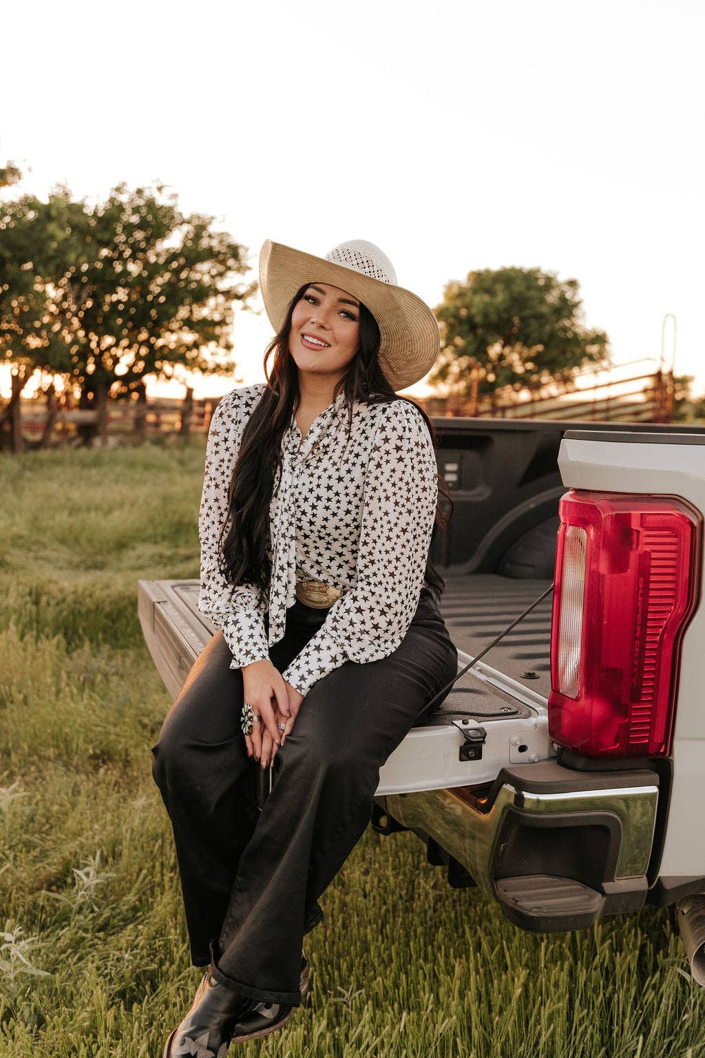 TINY STAR MESH TIE BOW LACE TOP