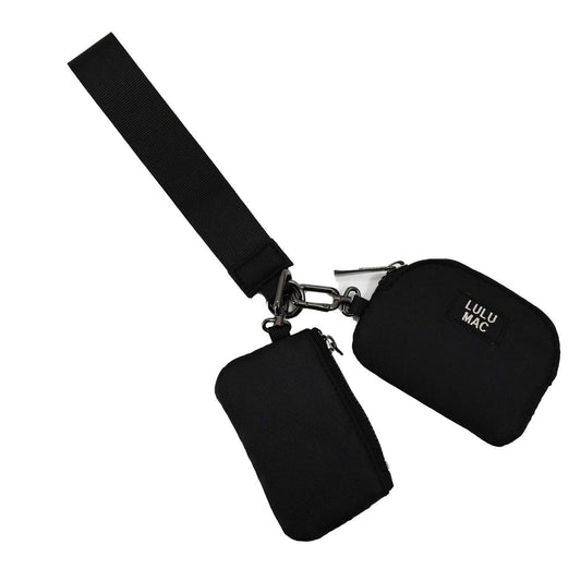 LULU MAC BLACK DOUBLE POUCH WRISTLET