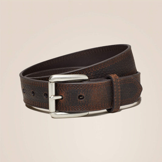 Ariat Men's Rowdy Brown Triple Stitch Basic Western Belt