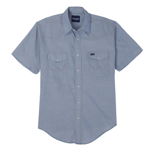 Wrangler Men's Western Chambray Short Sleeve Workshirt