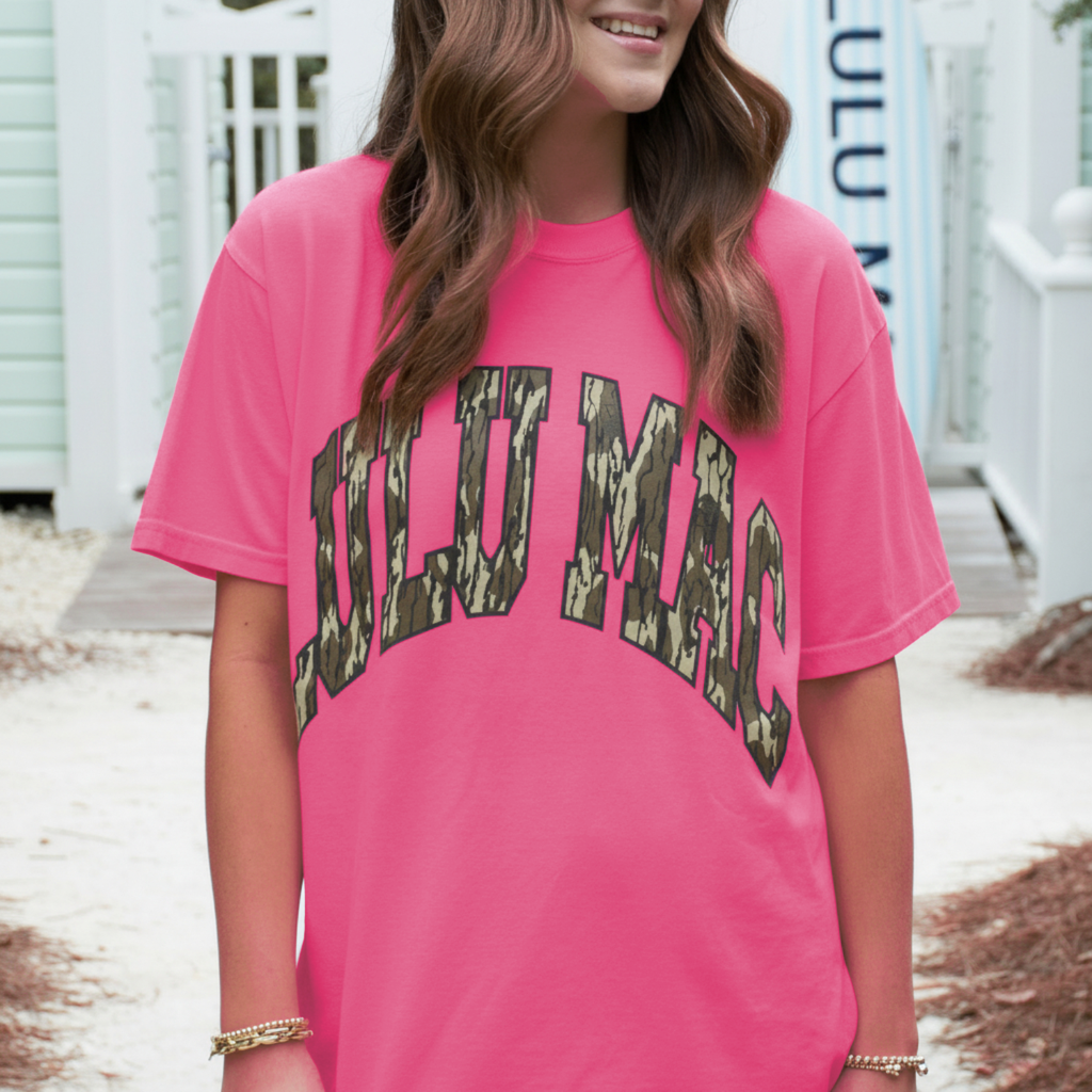 LULU MAC MOSSY OAK HOT PINK TEE