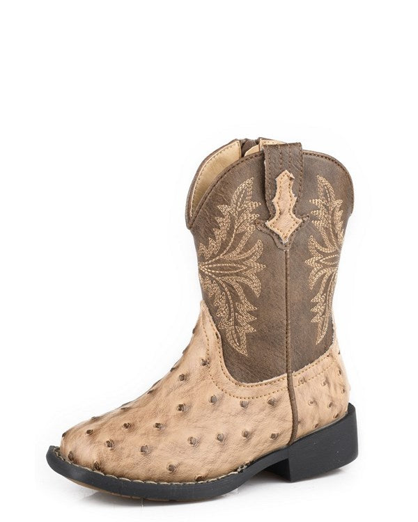 Roper Boy's Jed Ostrich Tan Cowboy Boots