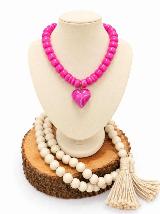 Chunky Beaded Heart Necklace