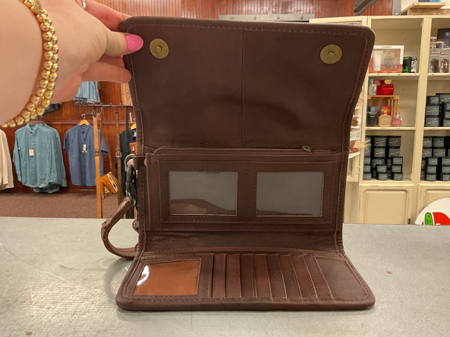 Tooled Leather Wrislet Wallet