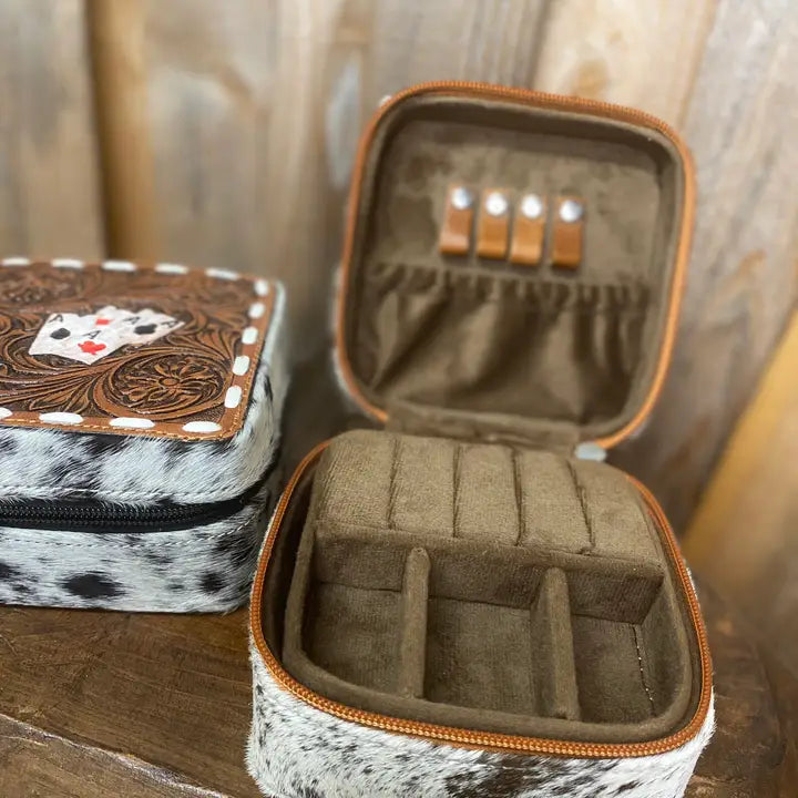 Poker Cowhide Jewelry Box