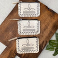 White Cream Leather Boot Stitch Coin Pouch