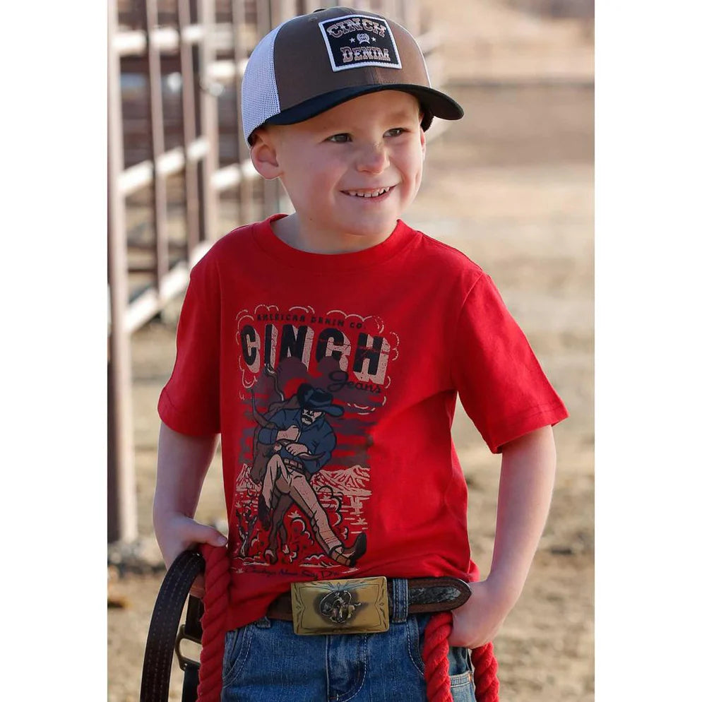 Cinch Infant Boy's Red Cowboy & Steer Logo Graphic T-Shirt