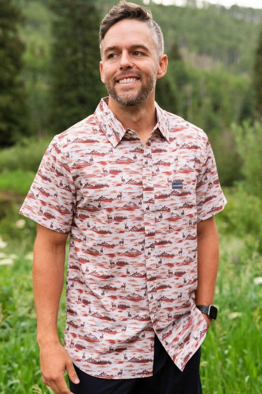 Burlebo Performance Button Up Mountain Range