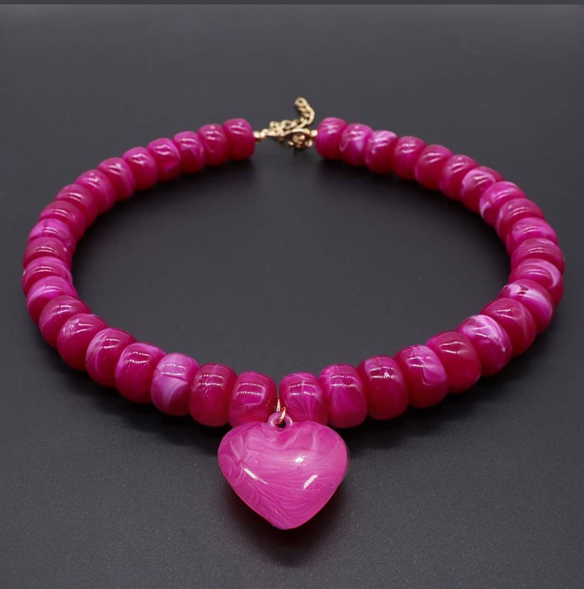 Heart Pendant Beaded Necklace