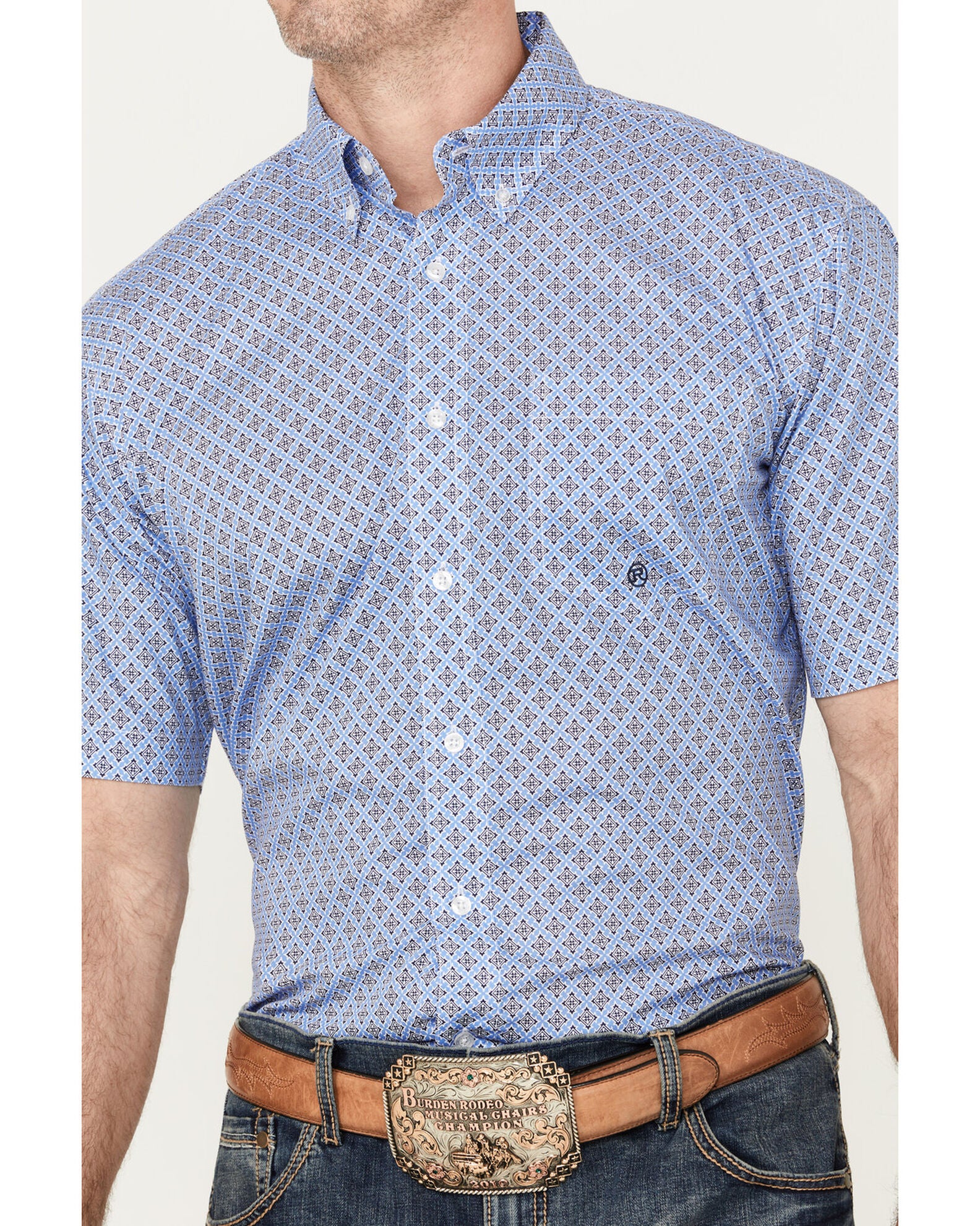 Roper Men’s Short Sleeve Thistle Foulard Western Shirt