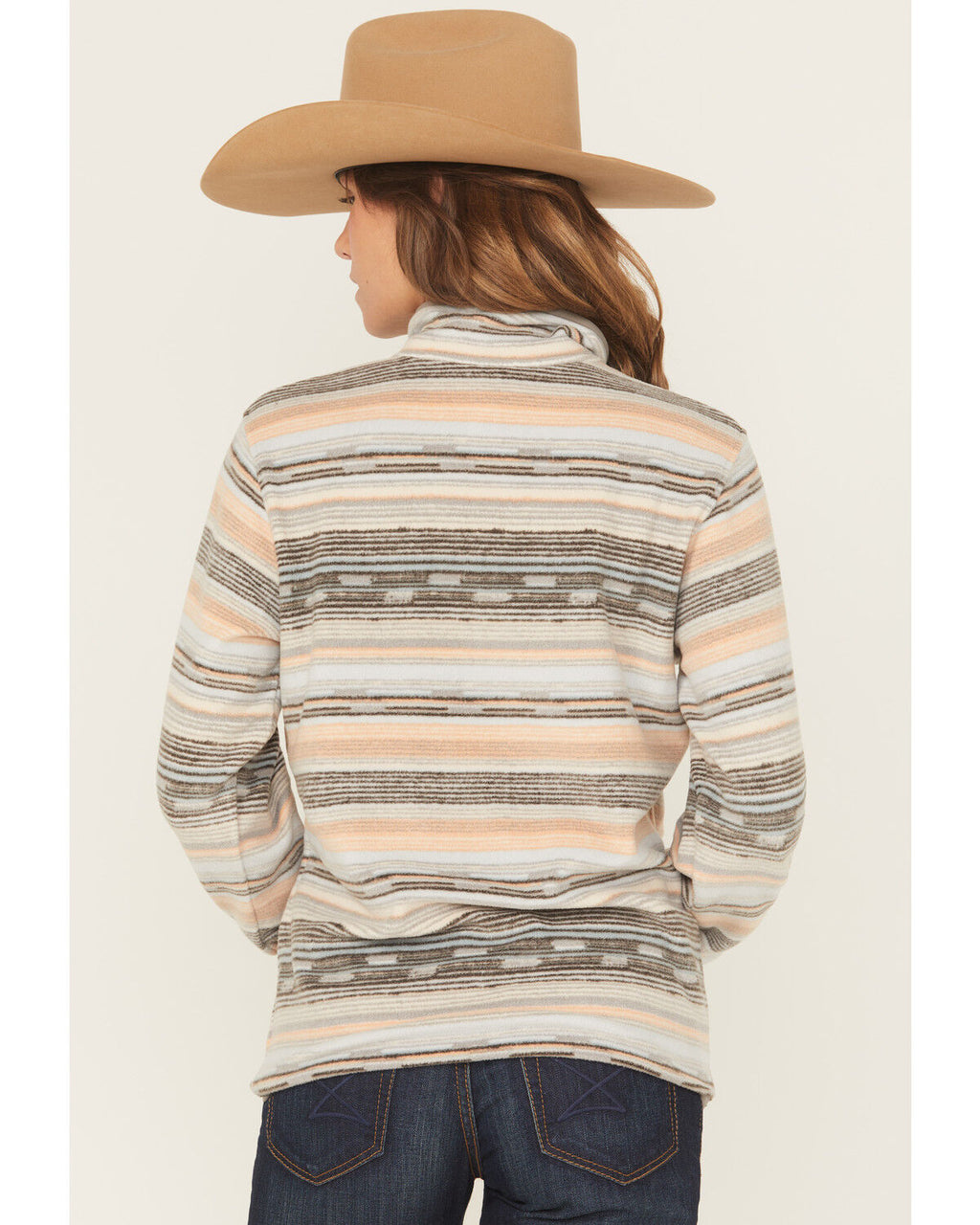 Cinch Women's Striped Print Polar Fleece Snap Pullover