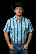 The Tristan in Blue - Short Sleeve Snap