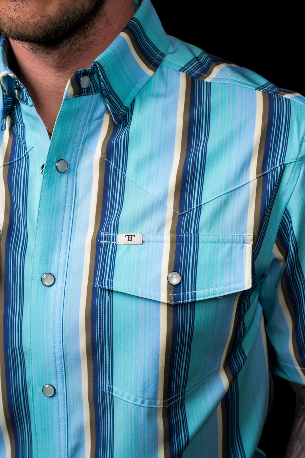 The Tristan in Blue - Short Sleeve Snap