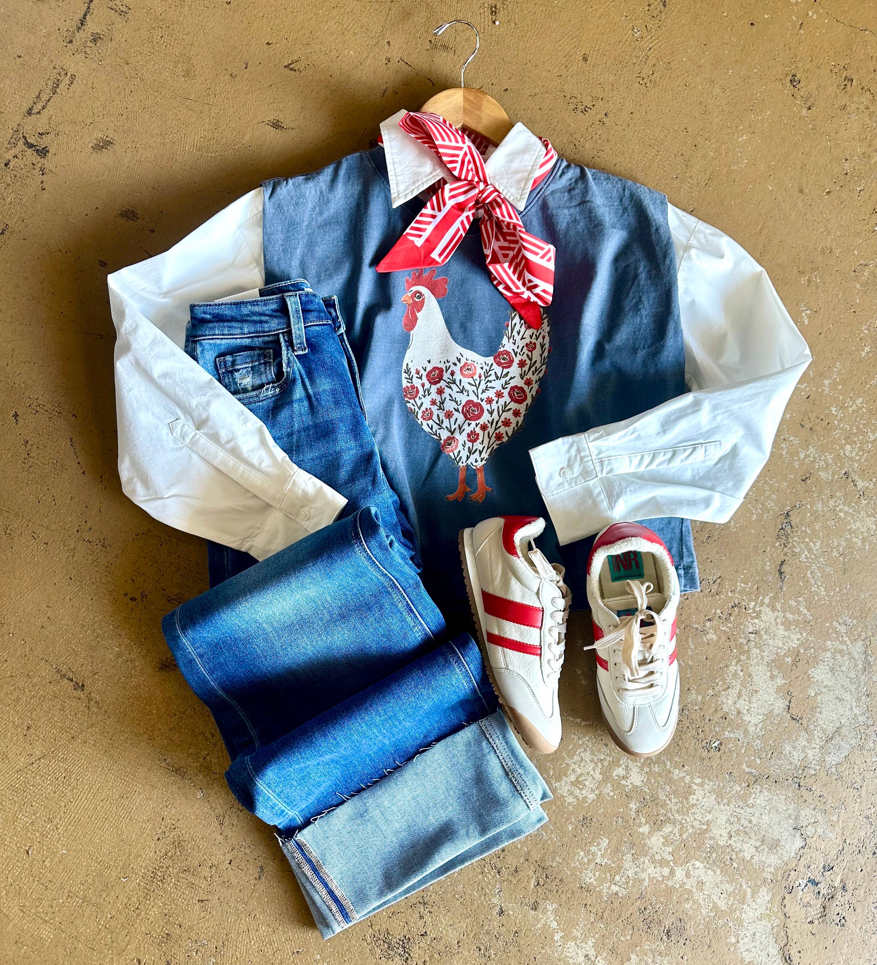 The Floral Chicken Boxy Tank