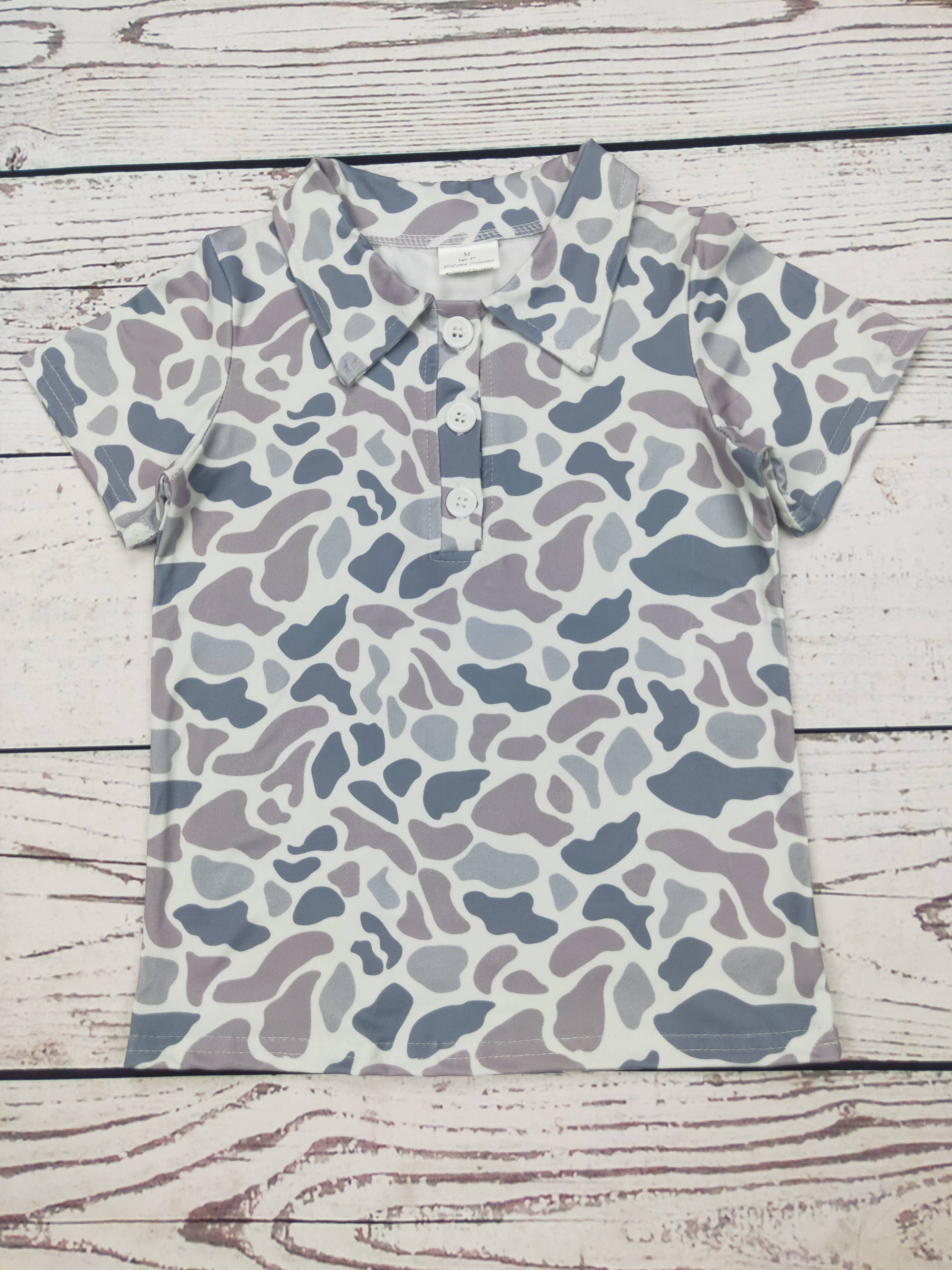 BOYS LIGHT CAMO PRINTED POLO