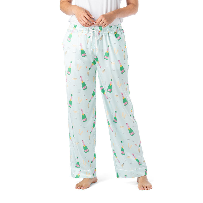 Best of the Brunch Boots & Bubbles Satin Pajama Pant
